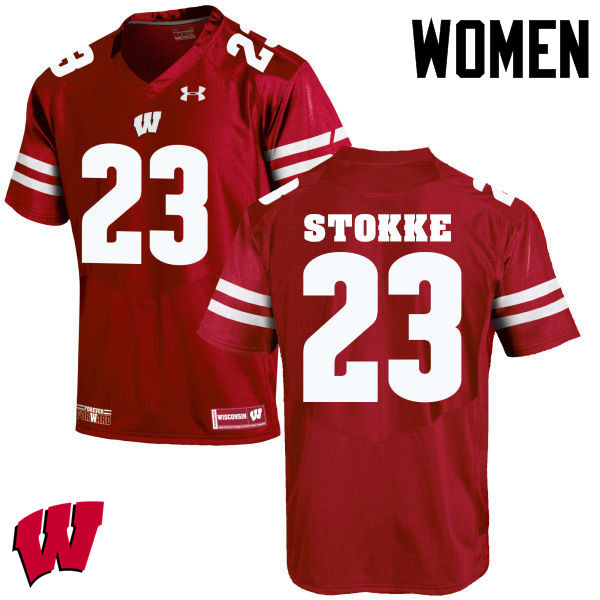 Wisconsin Badgers Women's #23 Mason Stokke NCAA Under Armour Authentic Red College Stitched Football Jersey EQ40G72FG